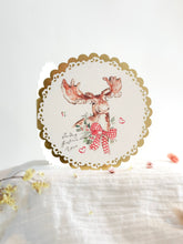 Load image into Gallery viewer, Festive moose - gold foiled Christmas card