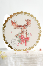 Load image into Gallery viewer, Festive moose - gold foiled Christmas card