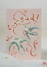 Load image into Gallery viewer, Engaged swallows - engagement card
