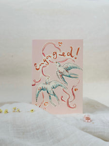 Engaged swallows - engagement card