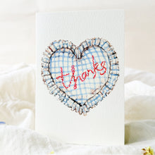 Load image into Gallery viewer, Thanks gingham heart cushion  - thank you card
