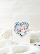Load image into Gallery viewer, Thanks gingham heart cushion  - thank you card
