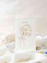 Load image into Gallery viewer, Baby bonnet - new baby card

