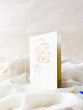 Load image into Gallery viewer, Baby bonnet - new baby card
