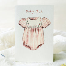 Load image into Gallery viewer, Baby girl romper - new baby card
