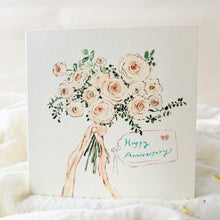 Load image into Gallery viewer, Happy anniversary peach posy - anniversary card
