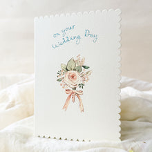 Load image into Gallery viewer, Wedding Day button hole - scalloped edge card
