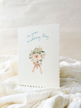 Load image into Gallery viewer, Wedding Day button hole - scalloped edge card
