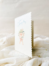 Load image into Gallery viewer, Wedding Day button hole - scalloped edge card
