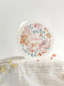 Birthday blossom- circular embossed card