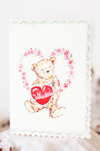 Valentine bear - scalloped edge card
