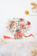 Load image into Gallery viewer, Rose bouquet hand-cut card
