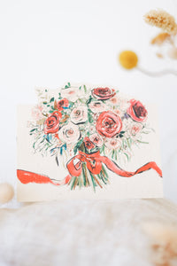 Rose bouquet hand-cut card